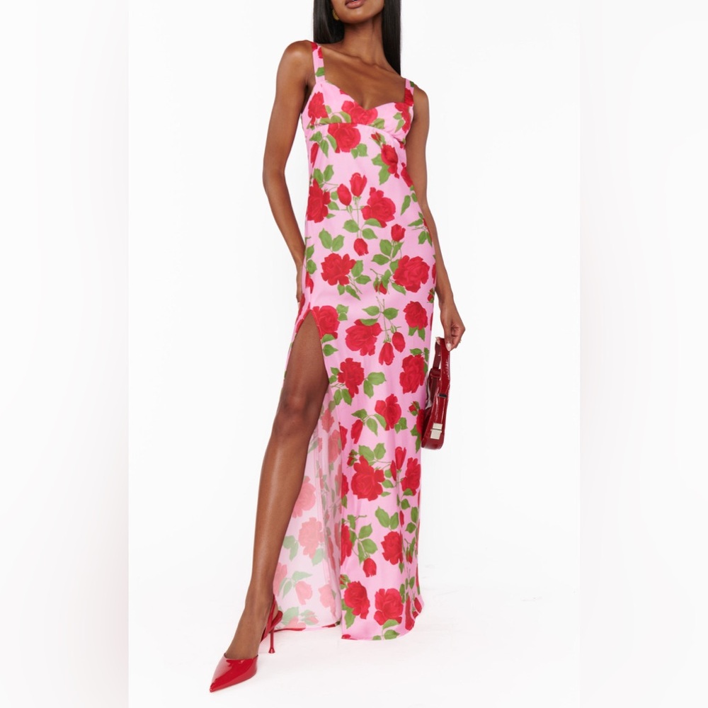 Show Me Your MuMu Pink and Red Floral Maxi Dress